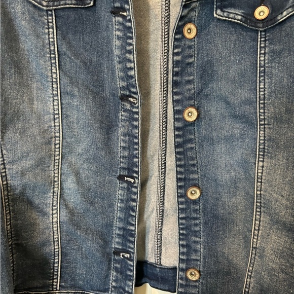 DKin NWOT Sturdy Denim Jacket With Silver Beading on Shoulders - Picture 7 of 8